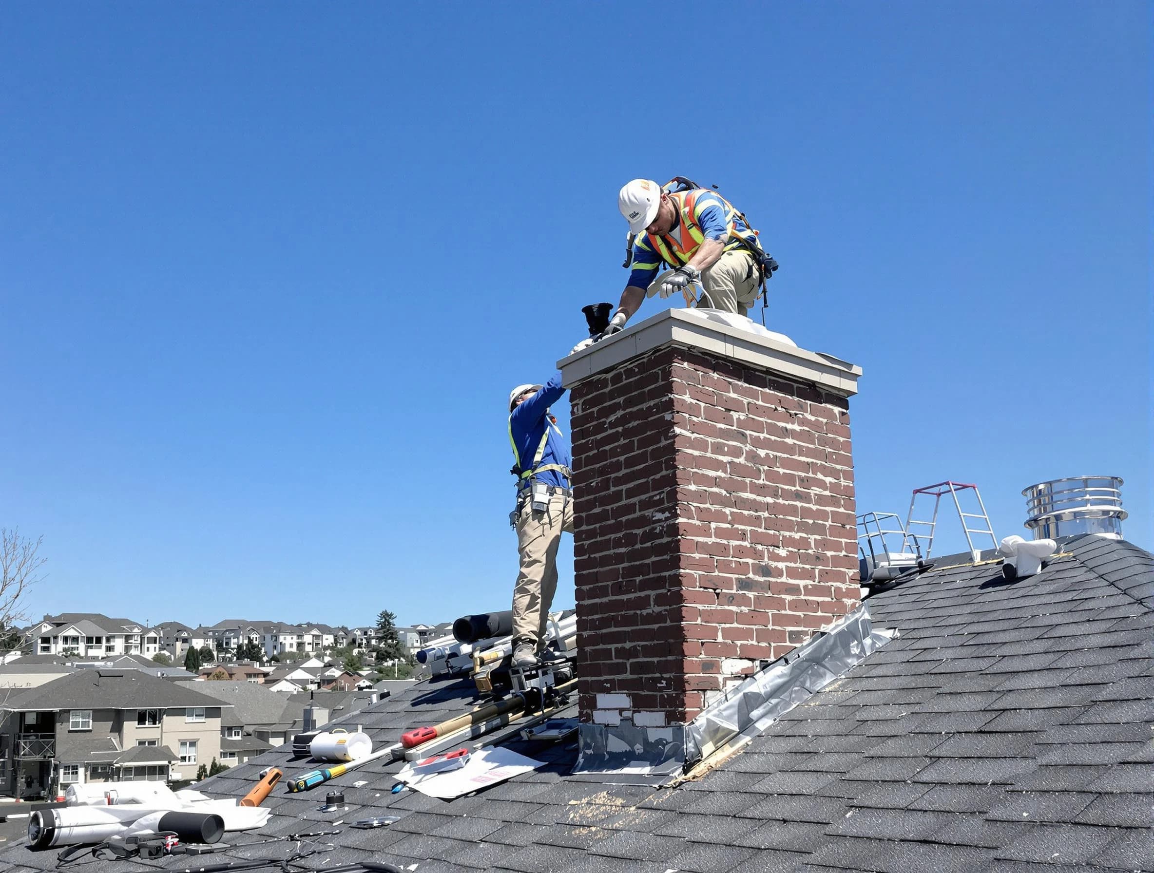 Fruit Heights Chimney Sweep repairing a chimney crown in Fruit Heights, UT