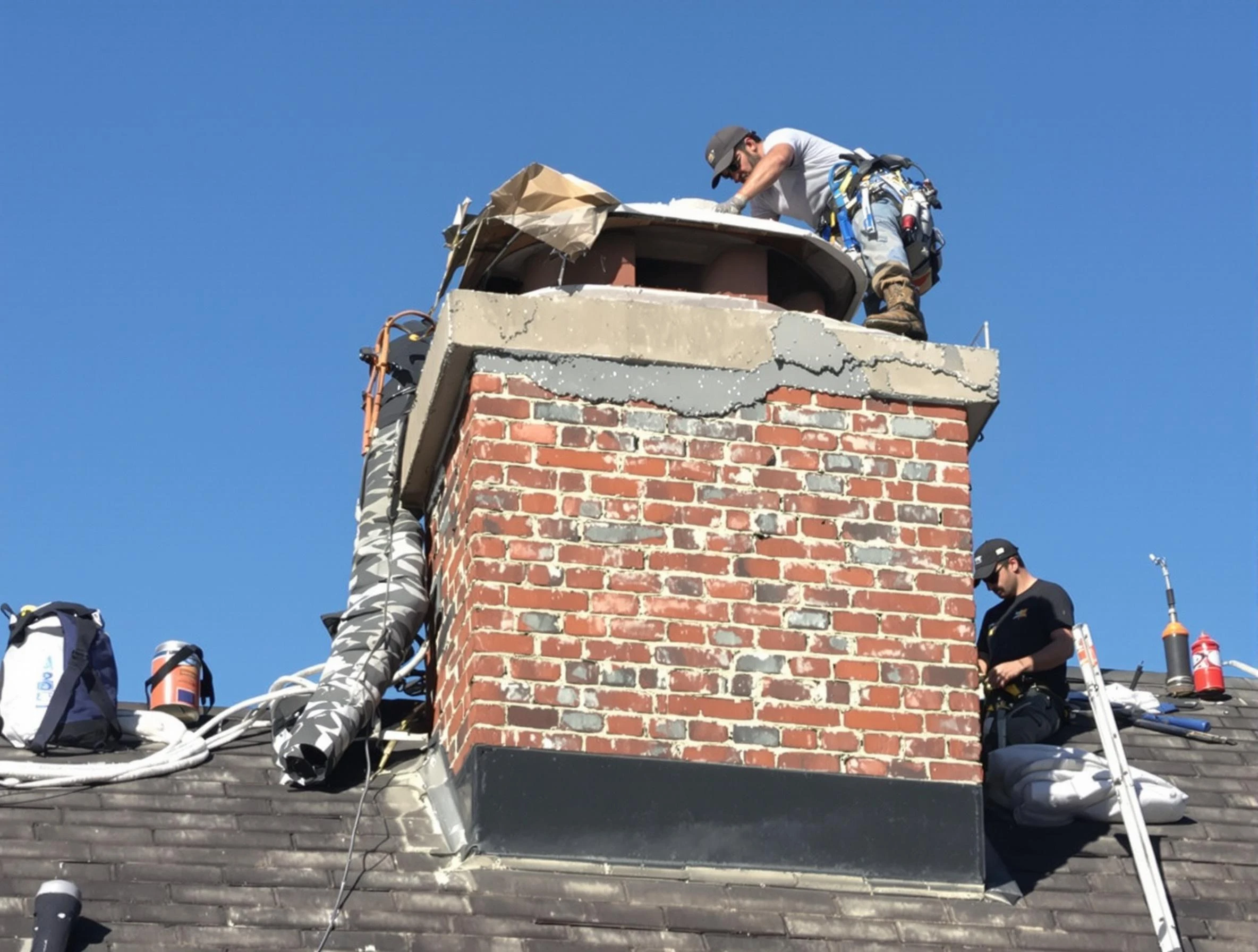 Fruit Heights Chimney Sweep installing a custom chimney crown in Fruit Heights, UT