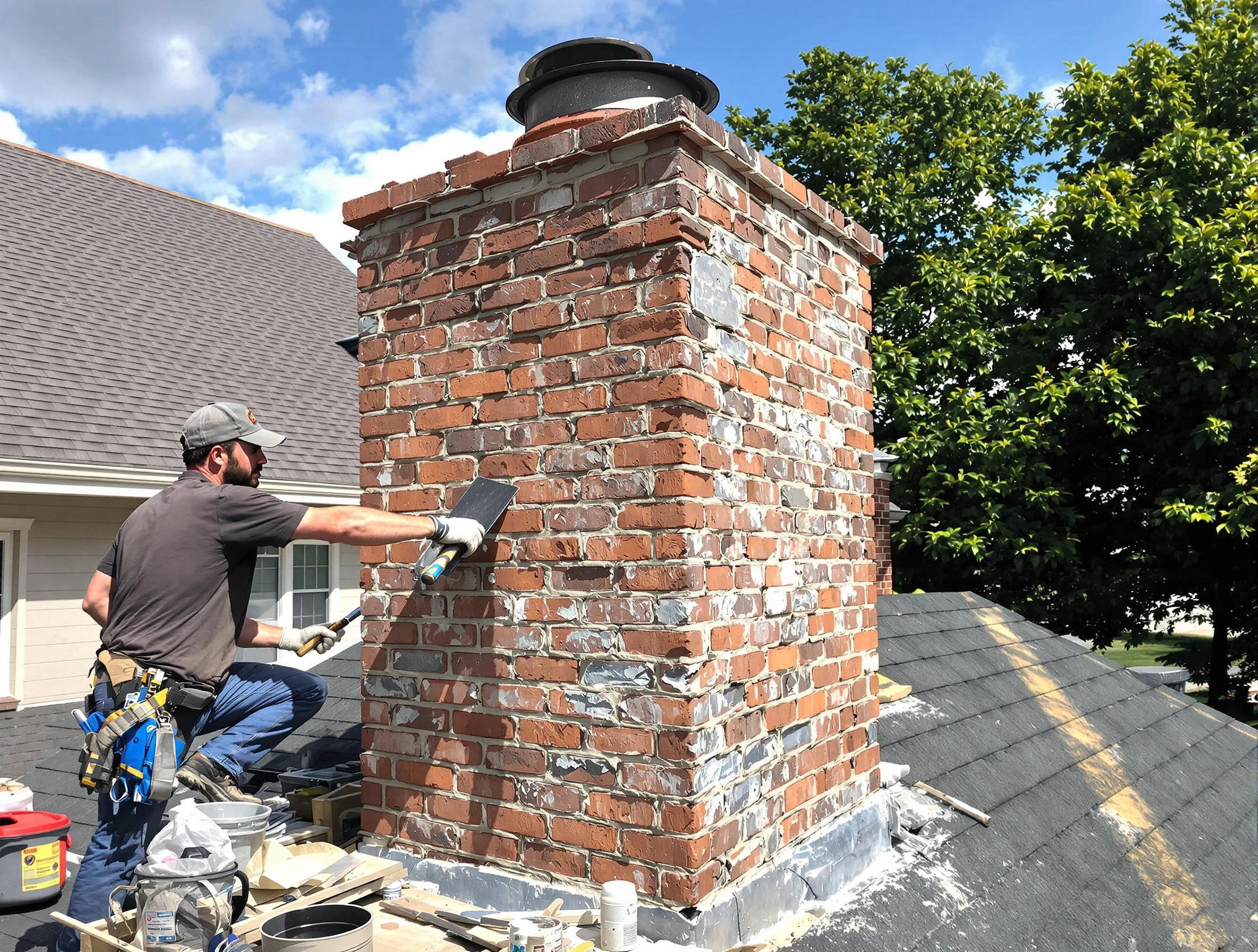 Completed chimney rebuild by Fruit Heights Chimney Sweep in Fruit Heights, UT